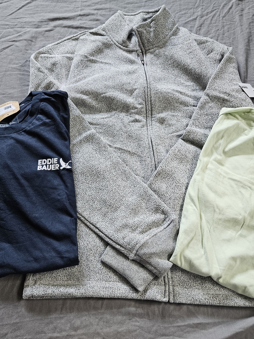 NWT Men's Lot Eddie Bauer & Sonoma Men’s Gray Full‑Zip Fleece Sweater, T-Shirts